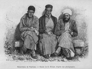 今日シリアから来たナブラスのサマリア人。フェニシア、レバノン、ジューディーへの旅。 1884年、ルイシャルルエミールロルテの1875-1880（bw彫刻）
