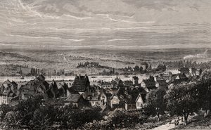 Sarreguemines - Moselle - V.A. Malt-Brownによる「La France illustree: geographie, histoire, administration statistique」に掲載された彫刻。1884