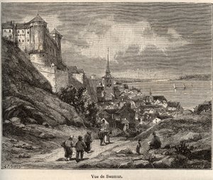 ペイ・ド・ラ・ロワール地方、メイン＝エ＝ロワール県のソミュール県 - V.-A. Malt-Brownによる「France illustree: geography, history, statistical administration」に掲載された彫刻。Malt-Brown著「France illustree: geography, history, statistical administration」に掲載されている。1884 作： French School