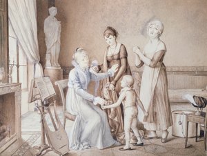 19世紀初頭の家族生活のシーン 作： French School