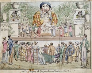 ガルガンチュアの晩餐会のシーン、チボリの庭園のアトラクション、1805年頃。 作： French School