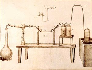 科学機器、D。リザースによって刻まれたアントワーヌローランドラヴォワジエ（1743-94）による化学の要素、1796年 作： French School