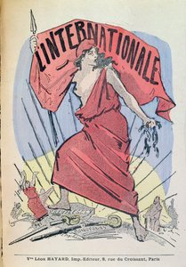 曲LInternationaleのスコア、c.1900（カラー彫刻） 作： French School