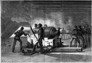 分離独立戦争（1861年～1865年）またはアメリカ南北戦争-ハンプトン・ローズ（バージニア州）の海戦-3月8日～9日 作： French School