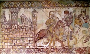 第二次十字軍（1147-1149）：十字軍の始まり。クレッサックの礼拝堂のフレスコ画 作： French School