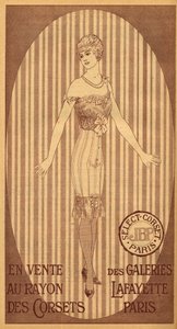 パリのギャラリー・ラファイエットのコルセット売り場で販売されているJPBのコルセットを選択 - 1914年 作： French School