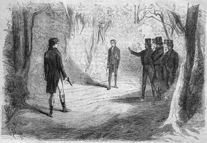 セリエ小説。エミール・スーヴェストル（1806-1854）の「富める者、貧しき者」。ボワサールとラリーの決闘。"Les bons romances "に掲載されたエングレーヴィング 作： French School