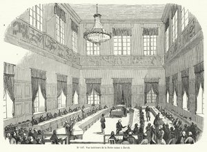 チューリッヒで行われたスイス連邦議会タガツングの会議（彫刻 作： French School