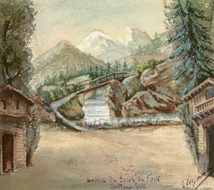 1829年8月3日にパリのオペラ座で演じられた、ジョアッキーノロッシーニ（1792-1868）によるオペラ第1幕のウィリアムテルのセットデザイン（紙のトイレ） 作： French School
