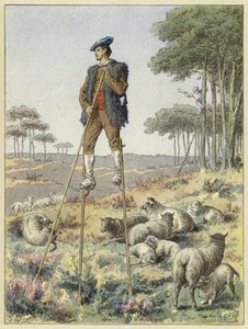 竹馬、ランド、フランスの羊飼い 作： French School