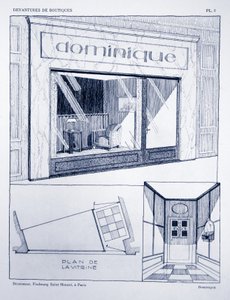 ショップフロント、プレート2、ルイピエールセジールのDevantures de Boutiquesによるイラスト、パリ、1927 作： French School