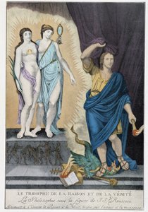 Siecle des Lumieres: "The Triumph of Reason and Truth": ジャン・ジャック・ルソーの姿の下、哲学は宇宙に理性と真実を発見しますが、誤りと嘘に覆われています。 作： French School
