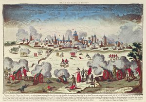 アルベール・ド・サックス＝テッシェンによるリールの包囲と砲撃、1792年9月〜10月（彩色済み彫刻 作： French School