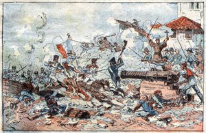 1809年2月、ナポレオン軍によるスペインのサラゴサ(Zaragoza)の包囲と攻略。19世紀のエングレーヴィング。 作： French School