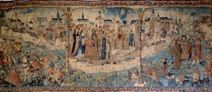 1513年9月7日、スイス軍によるディジョン包囲戦、トゥルネーのタペストリー、ディジョン美術館。 作： French School