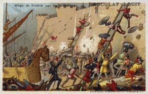 ノルマン人によるパリの包囲、9世紀 作： French School