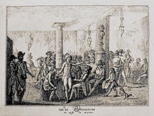 1789年8月、パリのカフェ・ド・カヴォーでのシエスとレ・ナショネール（エングレーヴィング） 作： French School