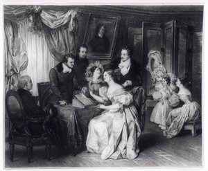 弁護士事務所で結婚契約に署名、1840年頃 作： French School