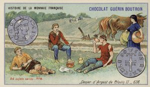 クロヴィス2世の銀製デニール、638年（クロモリト 作： French School