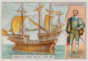 サーフランシスドレイクと3本マストのイギリス軍艦