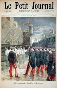 1894年6月4日、ルプチジャーナルの表紙、バルセロナで6人のアナキストが処刑された 作： French School