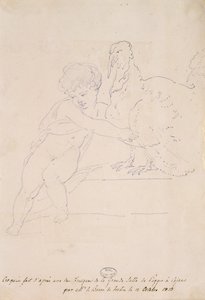 1813年10月12日、ポッジョアカイアーノの大ホールからのスケッチ 作： French School