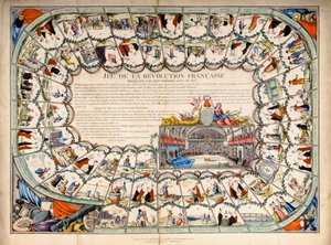 1791年のフランス革命に基づく蛇とはしごの板 作： French School