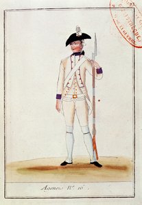 フランスAgenois歩兵連隊の兵士、1780年頃 作： French School