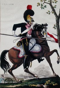 帝政期のフランス宮廷騎兵隊の兵士（カラーリトグラフ） 作： French School