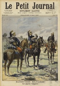 フランスのソワソン、軍事演習でキャリア鳩を使用している兵士 作： French School