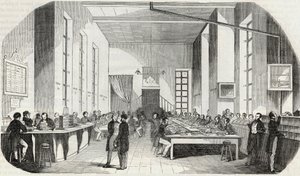 パリからの手紙の仕分け - Edmond Texier 1852年の「Tableau-de-Paris」に掲載された版画 作： French School