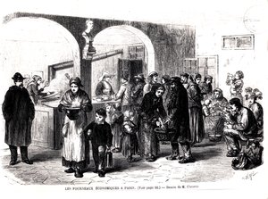パリのスープキッチン、c。 1860 作： French School