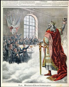 学童の守護聖人であるセントシャルルマーニュ、ルプティジャーナルイラストレーター、1892年 作： French School