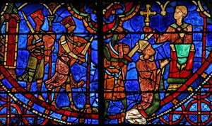 セントトーマスベケットは3人の騎士に殺害される前に祈っています（w18） 作： French School