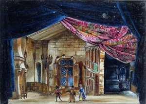 1835年2月23日にパリのオペラ座で初演された、ラジューブの第II幕の舞台デザイン（紙に掲載） 作： French School
