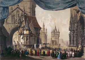 1835年2月23日にパリのオペラ座で初演された、ラジューブの第1幕の舞台デザイン（紙に掲載） 作： French School
