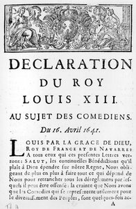 1641年4月16日、コメディアンに関するルイ13世の声明（1601-43） 作： French School