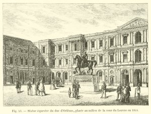1844年にルーブル美術館の中庭に置かれたオルレアン公の騎馬像 作： French School