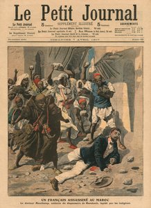 1907年4月7日、モロッコのフランス人医師モシャンのストーニング、「Le Petit Journal」のイラスト、サプリメントイラスト 作： French School