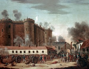 バスティーユの嵐、1789年7月14日（canvaseに油彩） 作： French School