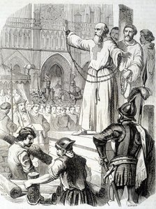 Supplice des Templars (1314) - L.-P.の "Histoire de France "にて。アンケティル 作： French School