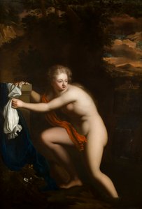 彼女の風呂でのスザンナ、c.1600-99（キャンバスに油彩） 作： French School