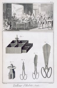 仕立て屋、デニスディドロのエンサイクロペディデサイエンスエメティエ（1713-84）発行、1770年頃 作： French School