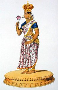 クヴェラの妻チトラレカ、C.ド・モット(1785-1836)の彫刻(カラーリトグラフ) 作： French School