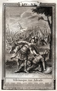 Telemaque tue Adraste - Francois de Salignac de La Mothe-Fenelon dit Fenelonの "Les Aventures de Telemaque, fils d