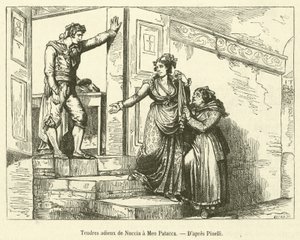 ヌッチアからメオ・パタッカへの優しい別れの言葉（エングレービング 作： French School
