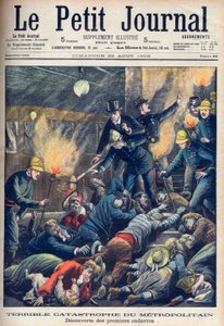 パリの地下で起きた大災害、「ル・プチ・ジャーナル」1903年8月23日号の表紙(彫刻) 作： French School