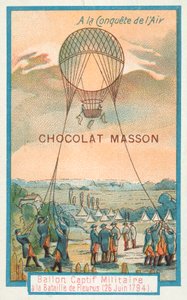 1794年6月26日、フルーラスの戦いで係留された軍用気球 作： French School