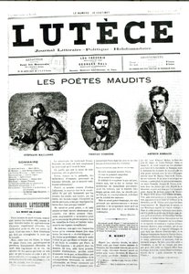 呪われた詩人、新聞ルテスの表紙、1884 作： French School