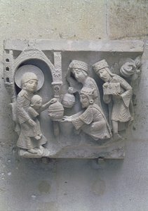 大聖堂の身廊の元の首都、マギの礼拝 作： French School
